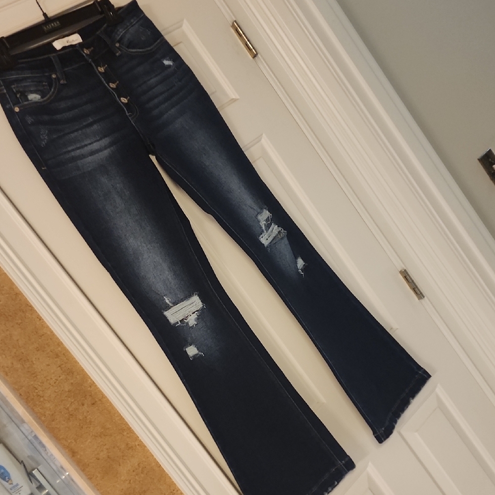 Kancan Women's Dark Blue Flared Jeans